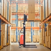 Handle Semi-Electric Pallet Stacker Load 3300lbs 98 Lift Height Forklift Adjust