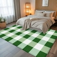 thumbnail image 5 of Green White Buffalo Check 5x8 Area Rugs, Farmhouse Plaid Modern Geometric Non-Skid Rubber Backing Large Rectangle Rugs - Living Room Bedroom Home Office, Indoor Floor Mat Carpets Washable Rug, 5 of 9