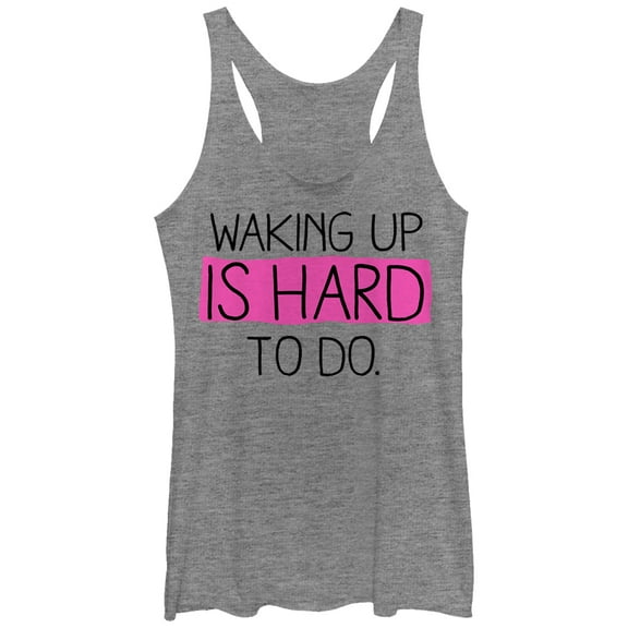 Women's CHIN UP Waking Up Is Hard To Do  Racerback Tank Top Gray Heather Medium