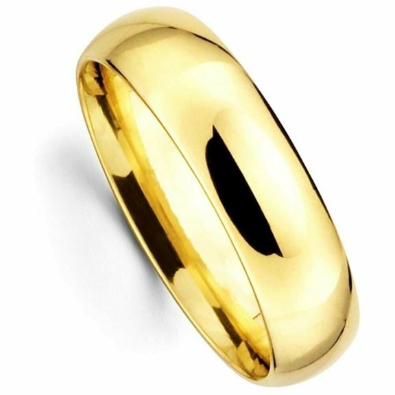 Men's Women's Solid 14K Yellow Gold Plain Wedding Ring Band jewelry 6MM Size 12