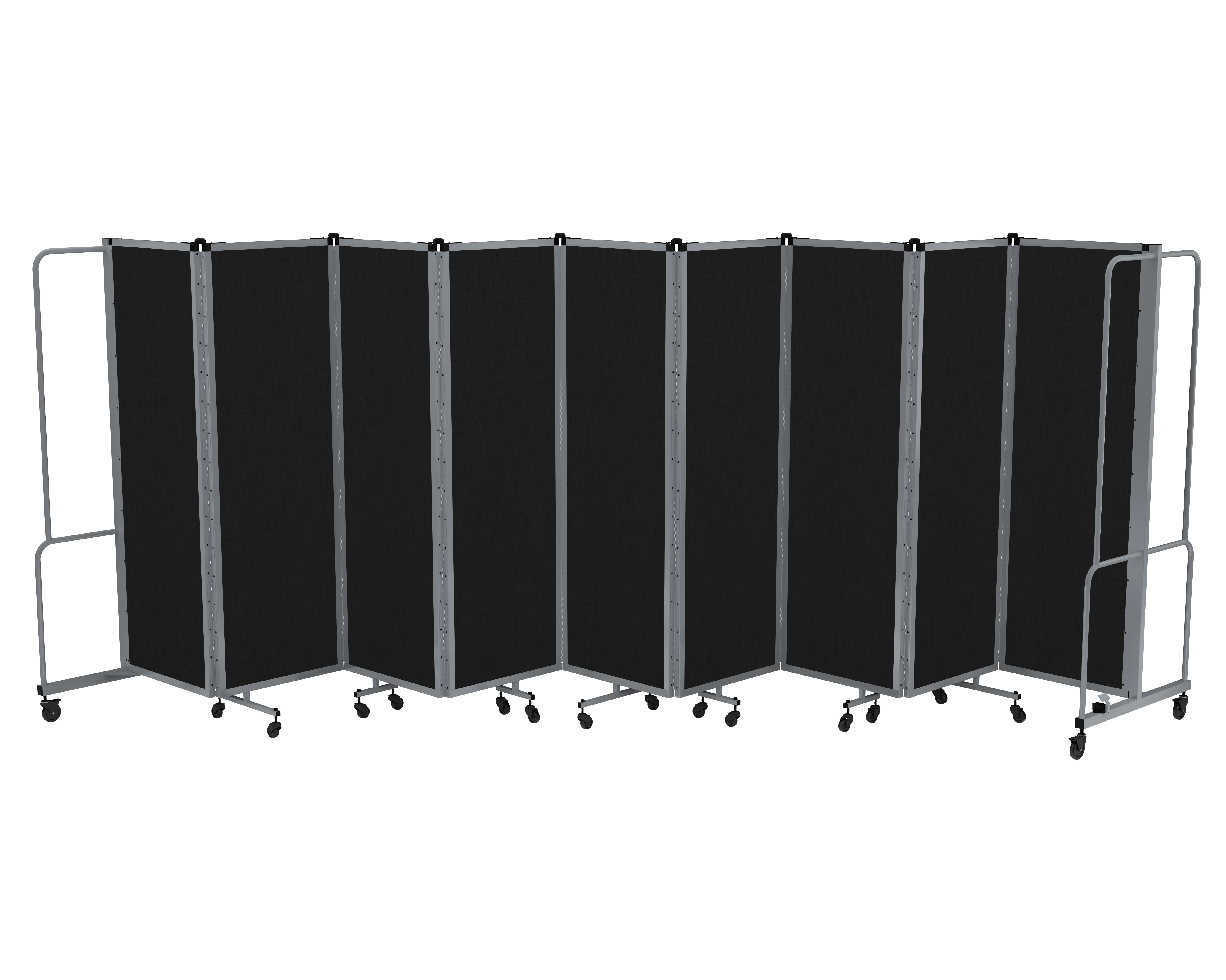 Hampden Furnishings Otis Collection Portable Room Divider, 9 Black Panels, Grey Frame