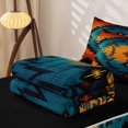 thumbnail image 5 of Erosebridal Baroque Aztec Zipper Full Size Comforter Sets with Fitted Sheet and 2 Pillowcases, Victorian Geometric Zipper Bedding Set, Teal Orange, Black Reversible, 5 of 7