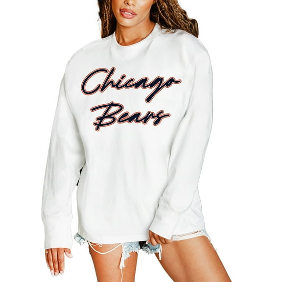 Women's Gameday Couture  White Chicago Bears Classic Comeback Oversized Long Sleeve T-Shirt