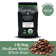 The Bean Coffee Company Organic Water Processed DECAF Vanilla Nut, Medium Roast, Whole Bean, 16-Ounce Bag