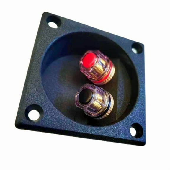 Black Speaker Terminals Connectors Square Box with 2 Banana Gildeds Subwoofer Stereoes Plug Spring Cup Connection