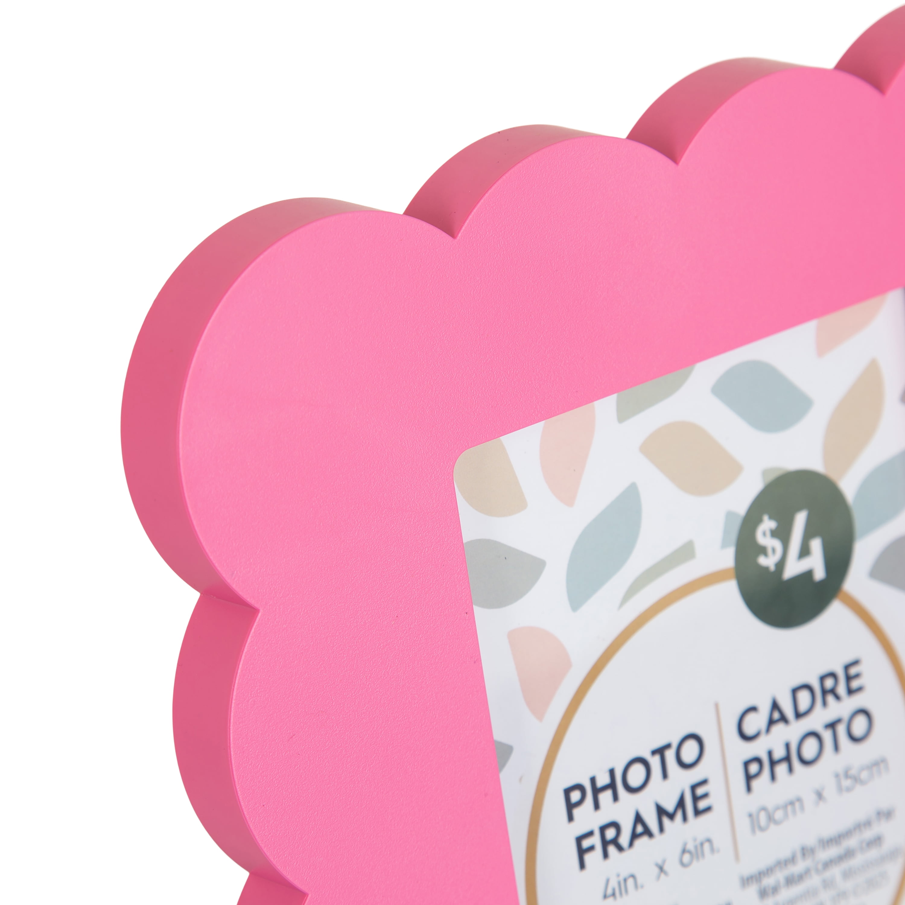 DesignOvation Scalloped 4" x 6" Pink Decorative Tabletop Picture Frame