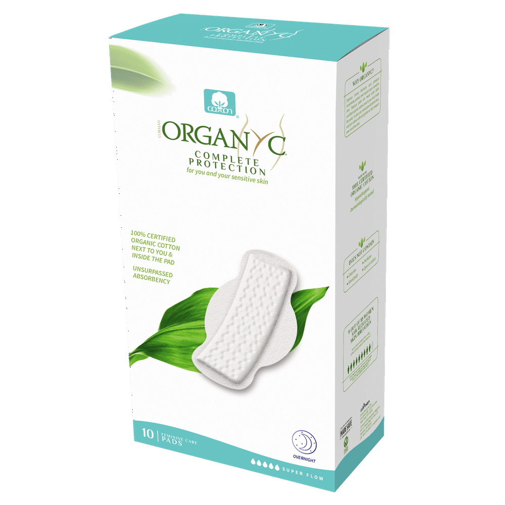 Organyc 100 Certified Organic Cotton Feminine Pads, Overnight
