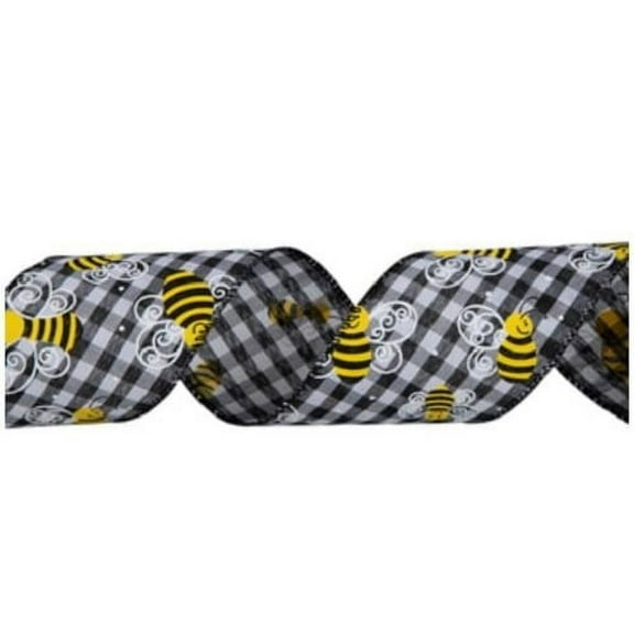Bee Black and White Edge Ribbon Spool - 2 1/2" DIY Craft Project Supplies