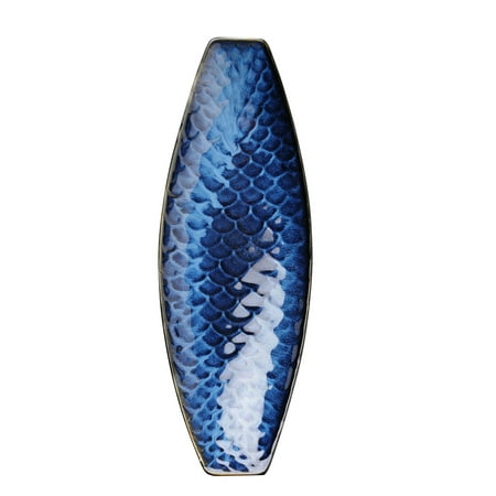 

Rosarivae 1PC Japanese Sashimi Plate Ceramic Long Boat Shape Plate Cold Dish Dessert Plate