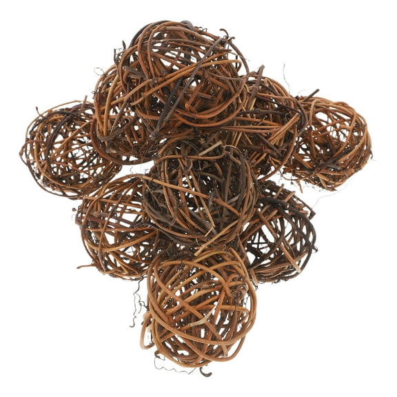 BESTONZON 10Pcs Sepaktakraw Vine Balls Light Brown Rattan Pendants Hanging Decorations for Christmas