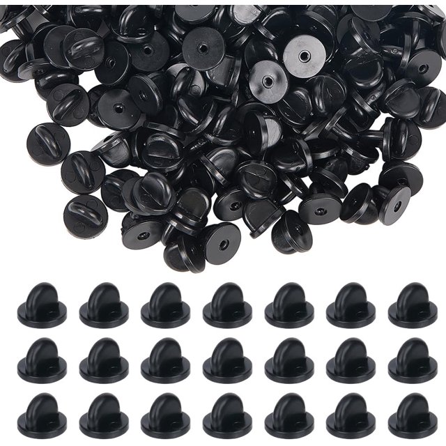 200Pcs Silicone Brooch Findings Rubber Pin Backs Comfort Fit Tie Tack Black 10x8mm Hole: 1mm