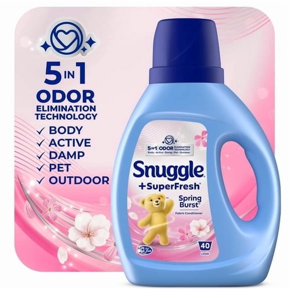 Snuggle SuperFresh Liquid Fabric Softener with Odor Eliminating Technology, Spring Burst, 35.7 oz, 40 Loads