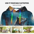 thumbnail image 4 of Daiia Moonlit Night Sky Wolf Pattern Women's Fashion Hoodies & Sweatshirts with Kangaroo Pocket Hooded Sweatshirt with Eye-catching Drawstrings-Small, 4 of 7