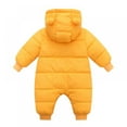 thumbnail image 2 of New Winter Baby Boys Girls Snowsuit Romper Bear Ears Hooded Outwear Zipper Closure One Piece Toddler Fleece Lined Jumpsuit,Adjustable Button style,3-18M, 2 of 5