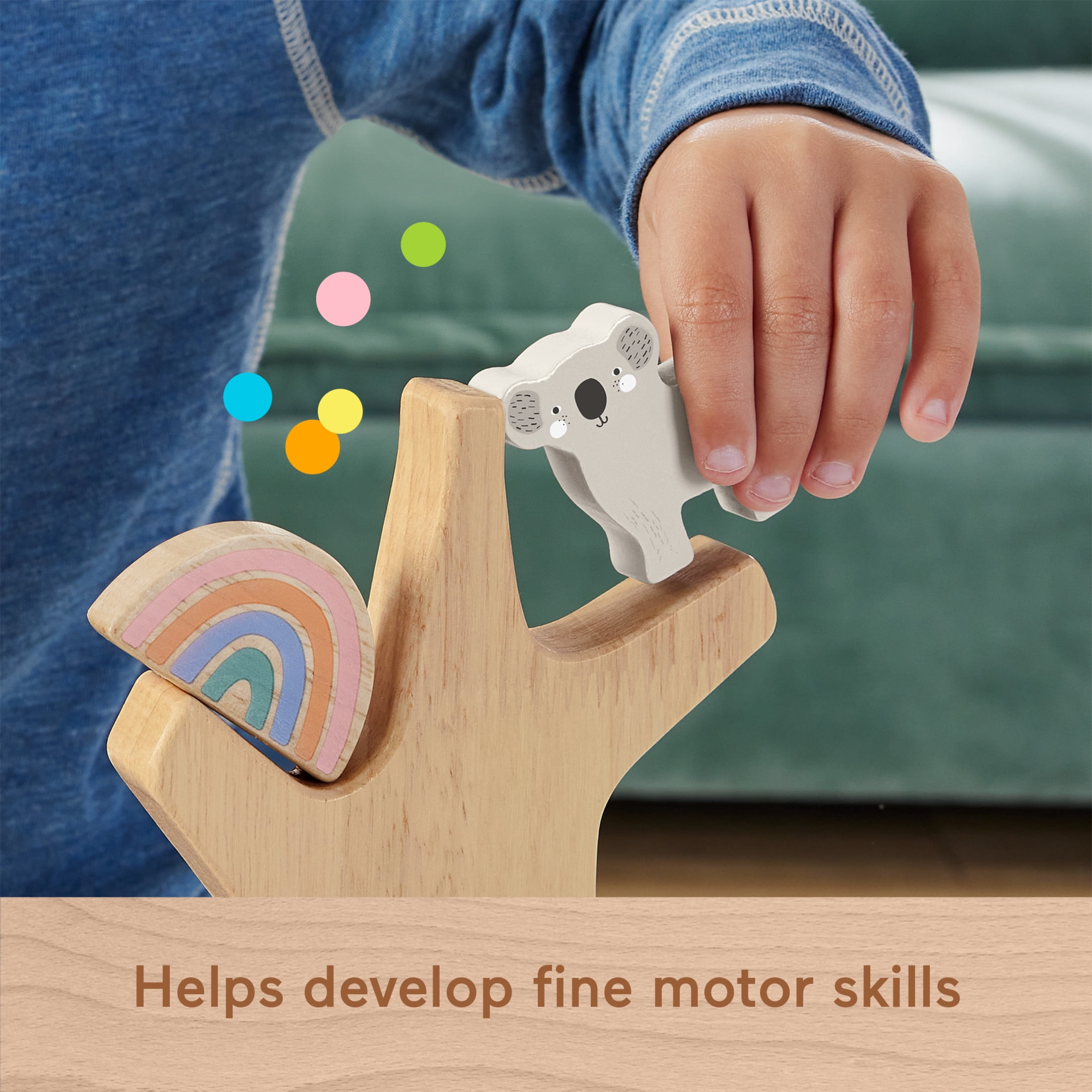 Fisher-Price Wooden Balance Tree Stacking Activity Toy, for Toddler Development Play, 10 Pieces