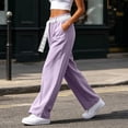 thumbnail image 5 of LIaqionyy Women's Straight Leg Pants Drawstring Elastic Waist Casual Lightweight Fashion Trousers with Pockets, 5 of 9