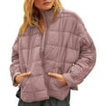 thumbnail image 3 of HTNBO Women's Oversized Lightweight Down Coat Long Sleeve Zip Packable Short Puffer Jackets, 3 of 8