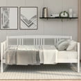 thumbnail image 2 of UHOMEPRO Twin Size Solid Wood Daybed, Modern Daybed Frame with Three-Side Rail and Storage, Multifunctional Sofa Bed Frame with Wood Slats for Living Room and Bedroom, White, 2 of 10