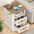 thumbnail image 4 of FAGAGA End Table with Charging Station for Living Room,Wooden Nightstand with 2 Drawers for Bedroom, Whitewash, 4 of 8