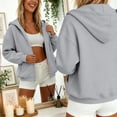 thumbnail image 6 of YanHoo Women's Fall Zip Up Hoodies Sweatshirts | Comfy Fleece Lined, Long Sleeve Pockets, Drawstring Hooded, Loose Fit, Fashion Y2K, Track Jackets, Spring Winter Clothing, 6 of 7