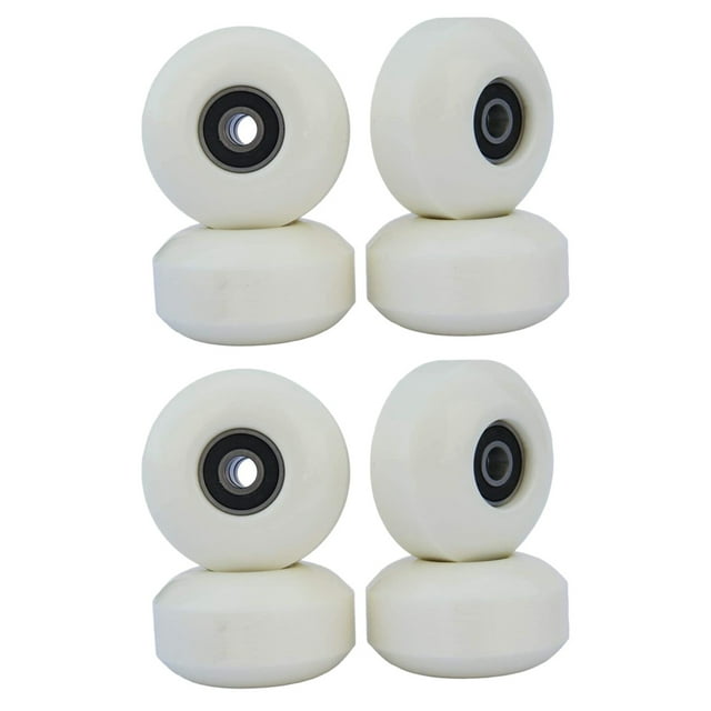 Roues de Planche à Roulettes avec Roulements 52X30mm Roues de Rue Pièces de Planche à Roulettes Cruiser Roues de Longboard (Ensemble de 8) Blanc, 8 x Roues de Planche à Roulettes 16 x Roulements Circulaires Noirs 8 x Manchons, Blanc