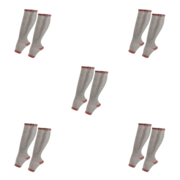 VONKY High Elastic Zippered Compression Socks For Moisture-wicking Wear Durable Elastic Zipper Socks grey L/XL 5Set