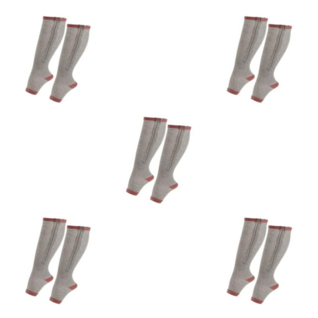 Baohd Wide Application Elastic Zipper Socks For Moisture-wicking Support Zippered Compression Socks grey S/M 5Set