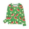thumbnail image 4 of Odeerbi Kids Boys Girls Long Sleeve Shirt Fall Winter Base Layer Plaid Undershirt Cute Print Shirts Crewneck Tops Dressy Casual Blouses Kids Clothes Green, 4 of 6