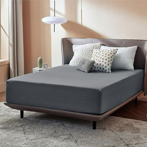 Huba Homes Twin Fitted Sheet Only - Bed Sheets Extra Deep Pocket 16 inch, Ultra Soft Bottom Sheet for Twin Size Bed, 39" x 75" Grey