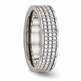 thumbnail image 4 of Grey Titanium Ring Band Wedding Cubic Zirconia CZ Polished with, 4 of 6
