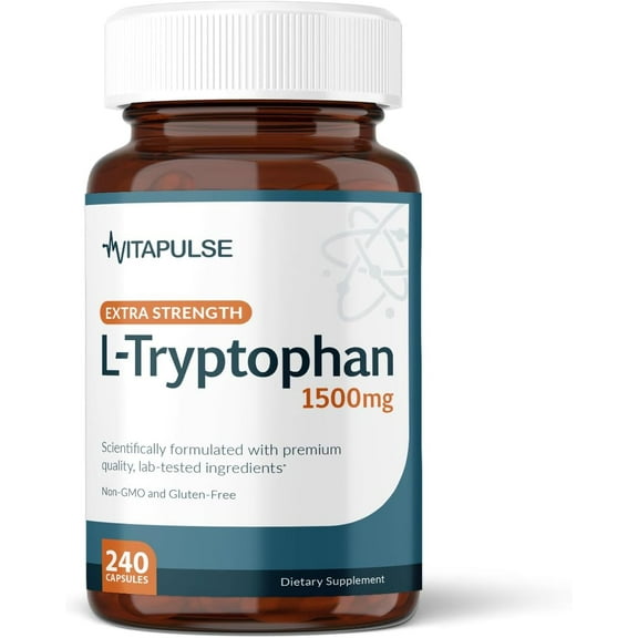 L-Tryptophan Supplement, 1500mg, 240 Capsules, Nighttime Formula, Non-GMO