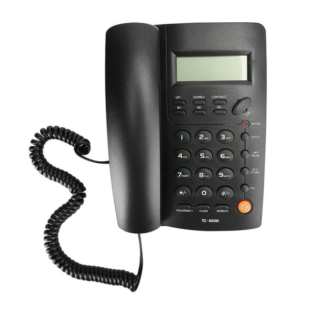 Teléfono de oficina, TC-9200 ABS Black Hands Teléfono fijo Teléfono comercial Funciones mejoradas