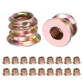 thumbnail image 1 of Paquete de 20 tuercas de inserción roscadas para madera, tuercas de inserción roscadas de conducción hexagonal M4x8mm para muebles de madera [Tono dorado], 1 of 6