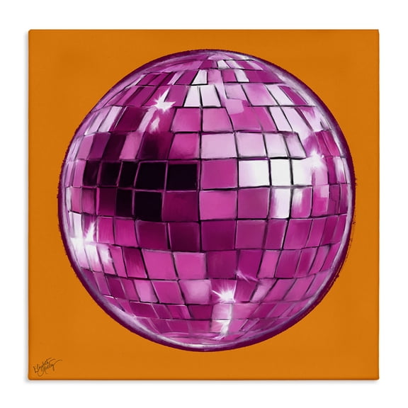 Stupell Industries Disco Ball on Orange Novelty & Humor Painting Wrapped Canvas Art Print Wall Art, 17 x 17