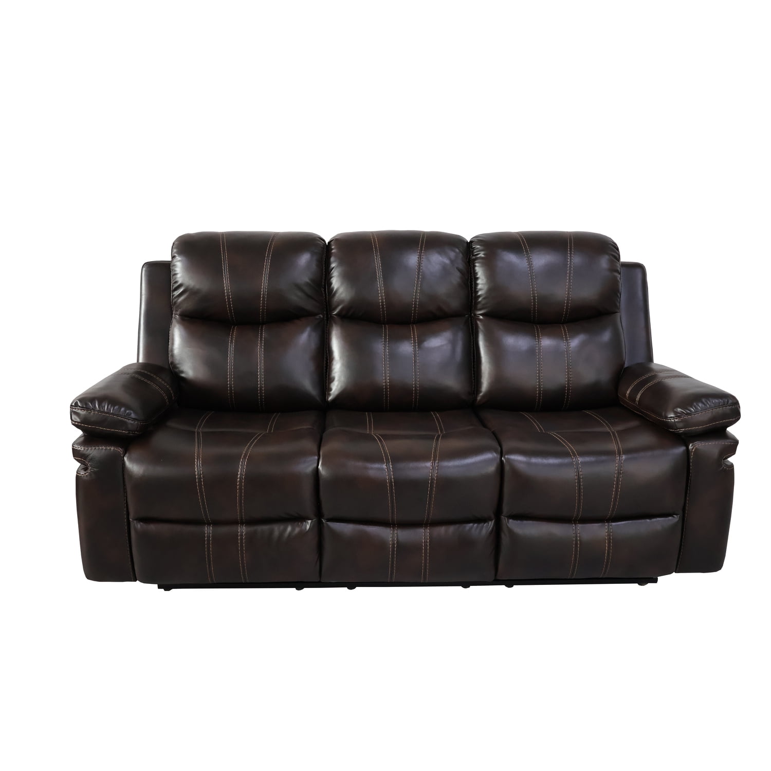 New Classic Furniture Kellen Faux Leather Power Sofa with Dropdown Tray in Brown