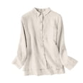 thumbnail image 4 of Chuancc Womens Button Down Shirts Cotton Linen Long Sleeve Dress Shirts Casual Summer Tops Work Blouses Beige L, 4 of 4