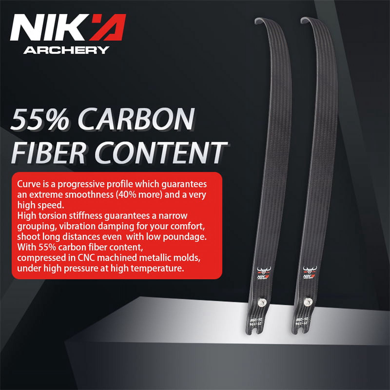1Set NIKA ARCHERY N3 Recurve Bow ILF Limbs Progress Series 22-46 Lbs(Small standard 4C ox head)N3 Carbon Fiber Limb