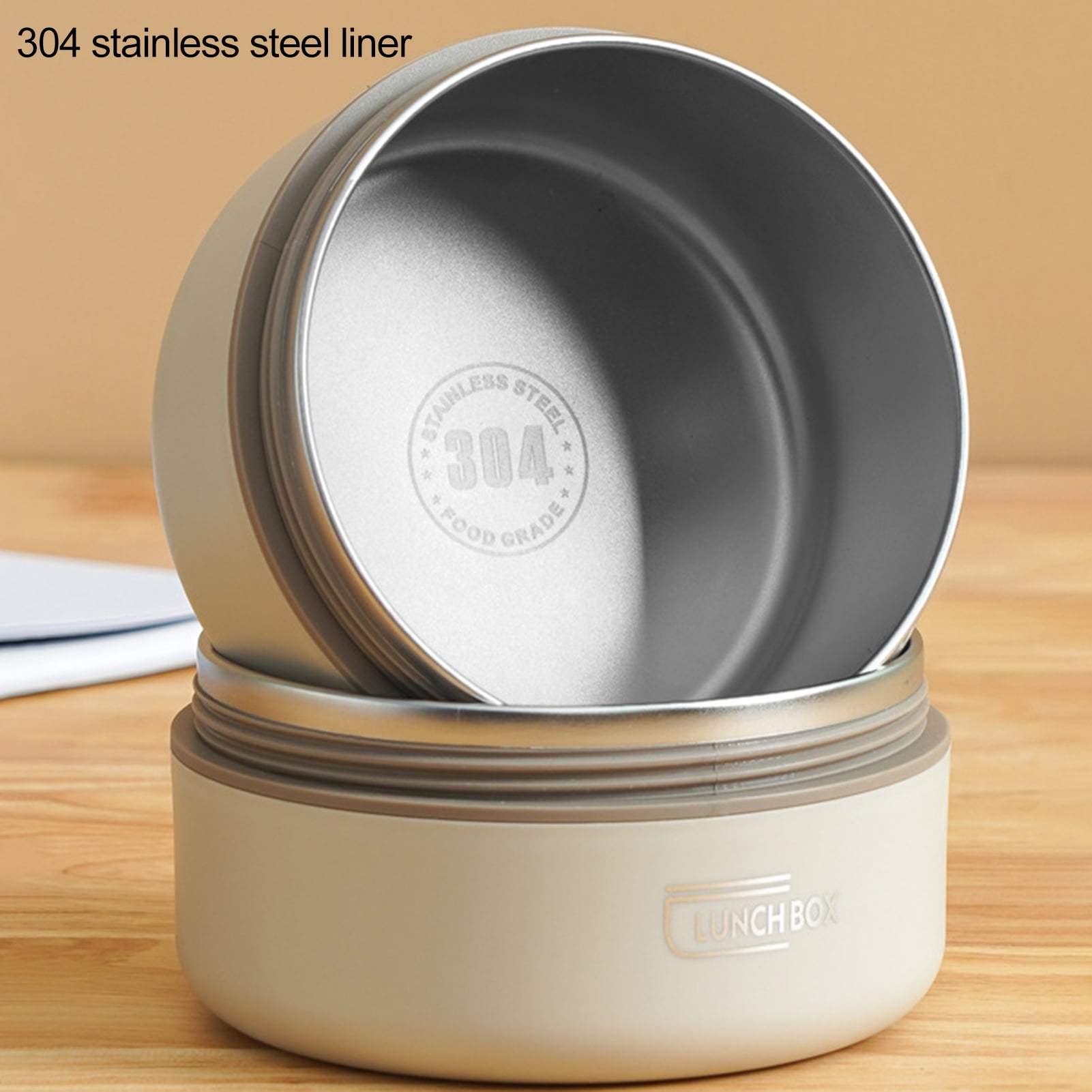 Lunch Box Containers - 1/2/3/4Pcs Lunch Box Round Shape Sealing Silicone Rubber Ring High Capacity Leak Proof 3H Heat Preservation Time Food Storage Food-Grade Stainless Steel Insulation Bento Box