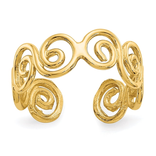14k Yellow Gold Adjustable Toe Ring Open Midi
