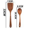 thumbnail image 2 of Utensilios de cocina de madera de teca para cocinar, utensilios de cocina naturales y saludables antiadherentes, juego de 2 piezas, 2 of 5