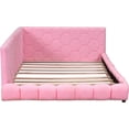 thumbnail image 5 of Upholstered Full Size Platform Bed with USB Ports and LED Belt,Wood Teddy Fabric Corner Daybed Frame for Livingroom,Bedroom, 5 of 6