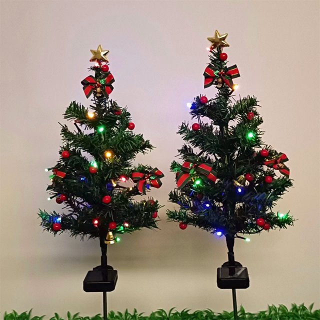 Luces solares para árboles de Navidad, luces de piso para exteriores, luces decorativas para jardín, patio, árbol de Navidad, luces para césped