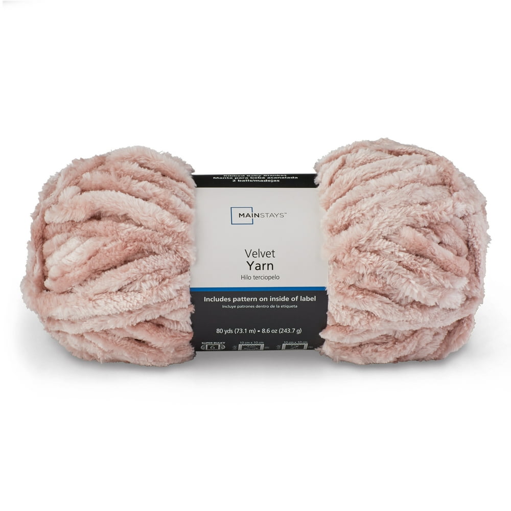 Mainstays Super Bulky 100 Polyester and Velvet Pink Yarn, 80 yd