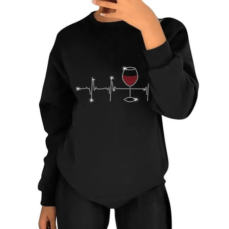 

Sweatshirts Women Trendy Women Dot Drill Print Sporty Sweatshirt Casual Loose Crew Neck Long Sleeves Pullover Ribbed Cuffs Hem Tops Light Lingerie Set