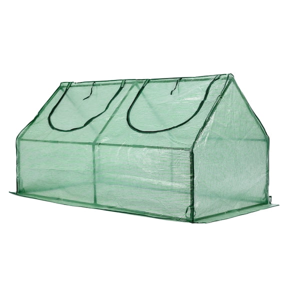 Aoodor 6 ft. x 3 ft. x 3 ft. Mini Gardening Greenhouse with 2 Zipper Doors for Flowers, vegetables and herbs - Green