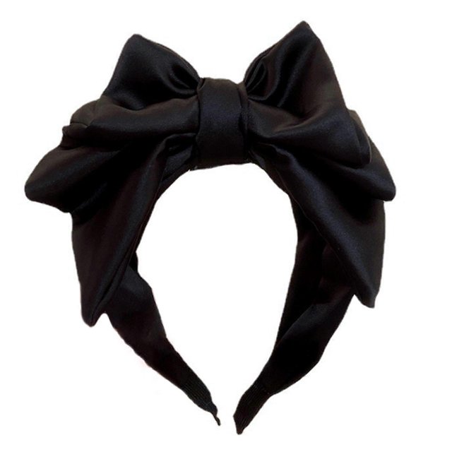 Black Oversized Headbands for Woman Anti-Slip Headbands with Bowknot Shape Headband for Girls Washing Face Sports