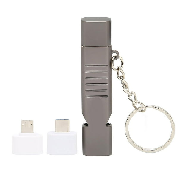 Aluminum Alloy Whistle USB Flash Drive Waterproof Outdoor USB2.0 Memory Stick Keychain Black 256GB