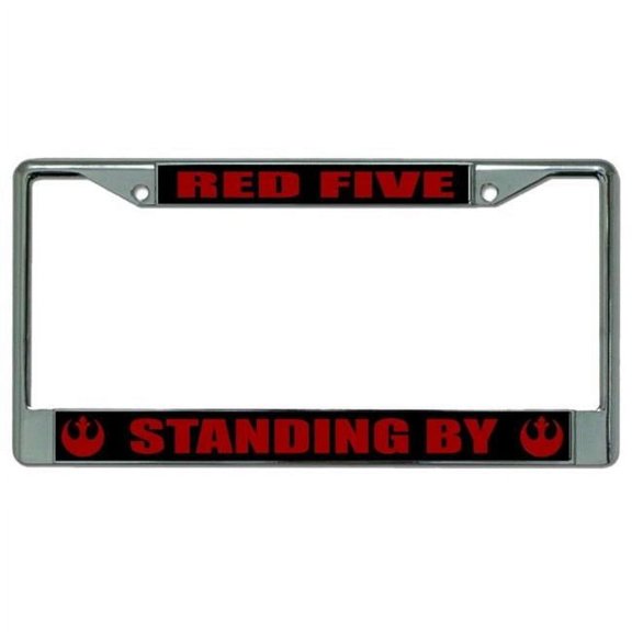 212 Main LPO3830 6 x 12 in. Red Five Standing by Chrome License Plate Frame