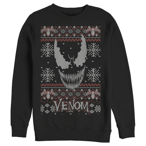 Men's Marvel Ugly Christmas Venom Face  Sweatshirt Black 2X Large