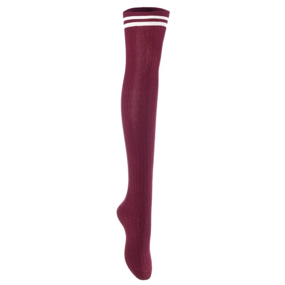 Lian LifeStyle Big Girls' Women's 4 Pairs Over Knee High Thigh High Cotton Socks Size L/XL(Wine) 4p1c7